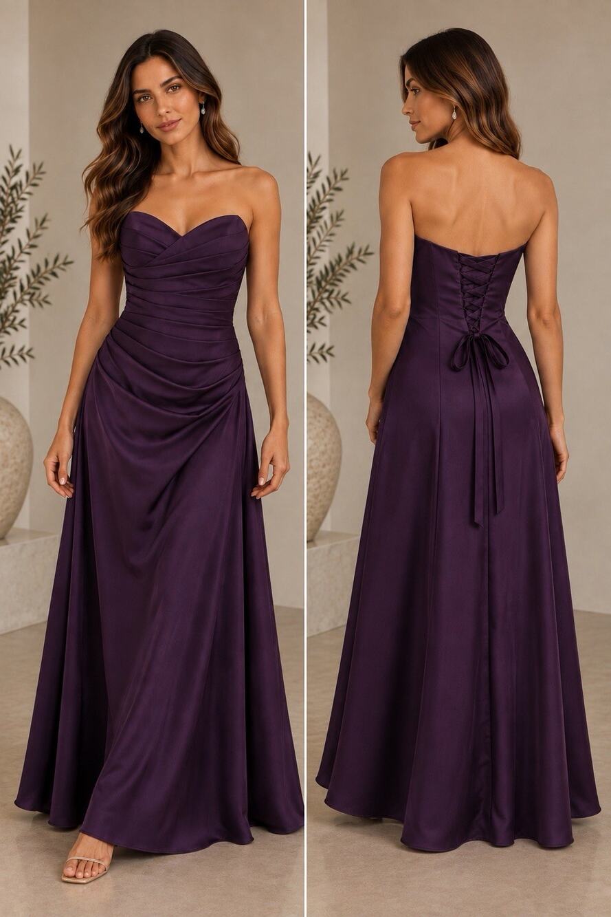Alfred Angelo Formal Dress 2 Eggplant Purple Corset Lace Up Bridesmaid Gown